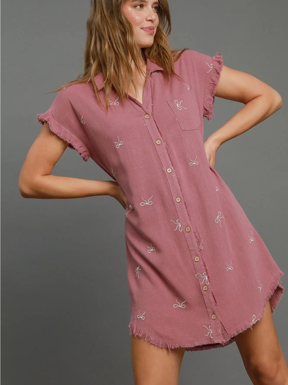 C4216 Women’s Mauve Button-Front Swim Cover-Up Dress